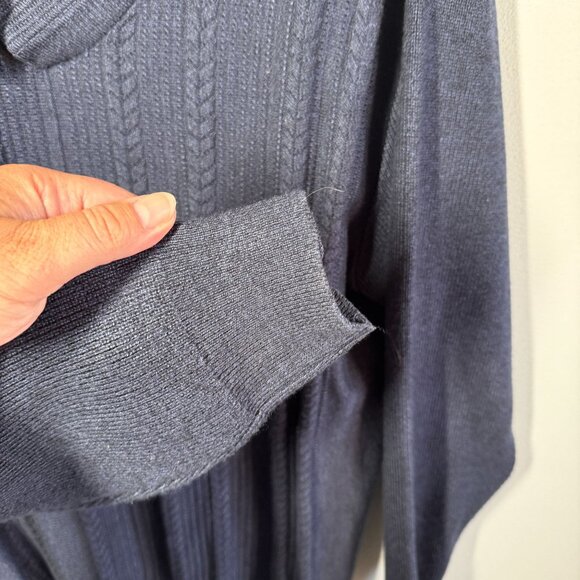 Michael 88 Irvin Mens Navy Blue Mock Neck Sweater XXL Cable Knit Button Detail - Picture 10 of 14